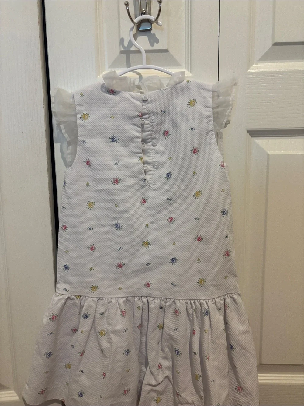 Janie and Jack White Dress with Pink Blue and Yellow Floral Print